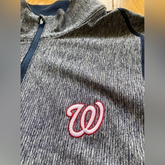 ANTIGUA WASHINGTON NATIONALS MENS CHARCOAL ACTION LONG SLEEVE 1/4 ZIP PULLOVER - Picture 5 of 15